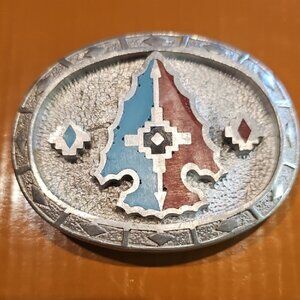 Vintage G&S Southwestern Native American-inspired belt buckle arrowhead metal